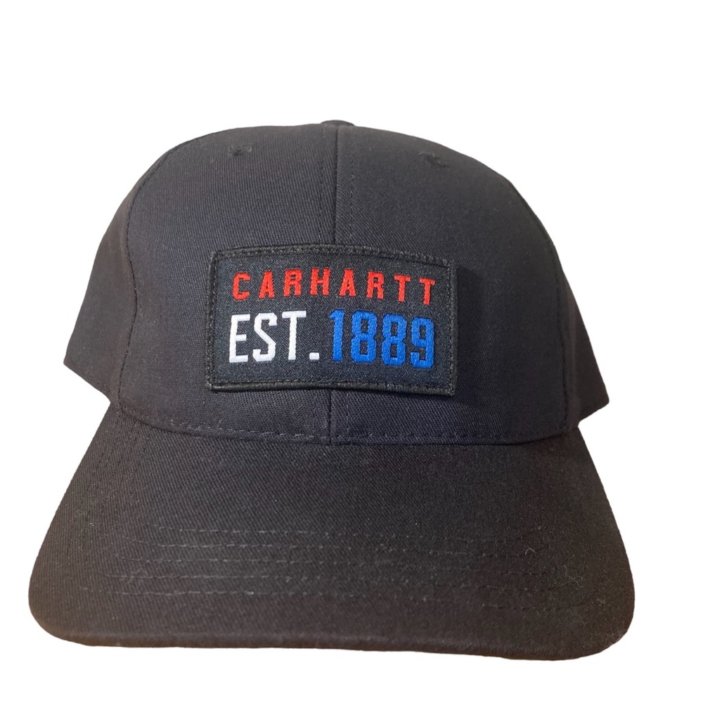 Carhartt Est.1889 Red White and Blue USA Strap-back Black Hat Made in USA